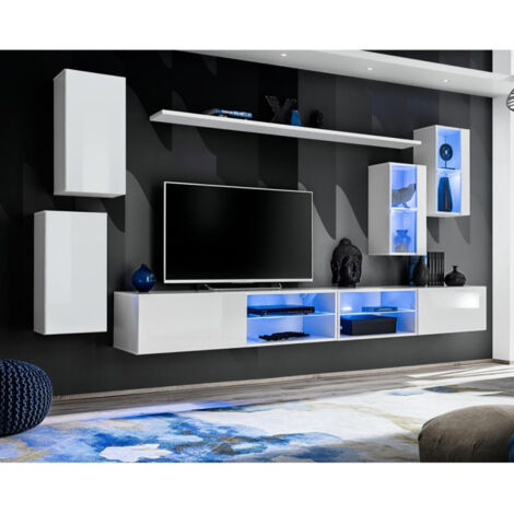 Ensemble Meuble TV Design "Switch XXV" 280cm Blanc