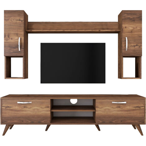 Ensemble meuble TV en bois "Mezalun" - 180 x 35 x 48 cm - Marron