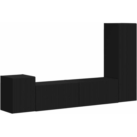 Ensemble meuble TV Montage mural 4 pcs Noir Bois d'ingénierie vidaXL