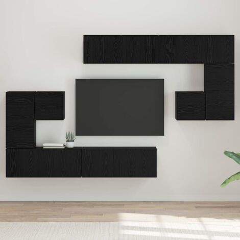Ensemble meuble TV Montage mural 8 pcs Chêne noir vidaXL