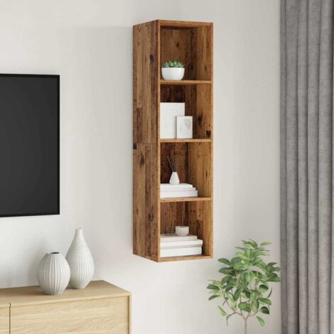 Ensemble meuble TV Montage mural-Banc TV-Meuble Télé Bois Ancien 37 x 37 x 142,5 cm