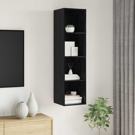 Ensemble meuble TV Montage mural-Banc TV-Meuble Télé Chêne noir 37 x 37 x 142,5 cm