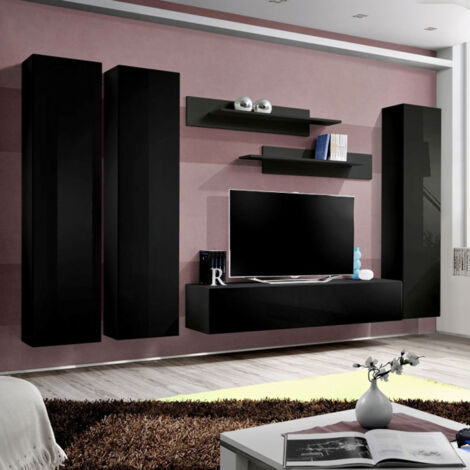 Ensemble Meuble TV Mural "Fly C1" 310cm Noir