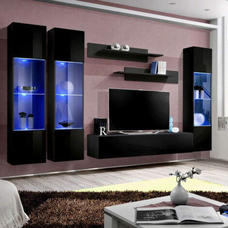 Ensemble Meuble TV Mural "Fly C3" 310cm Noir