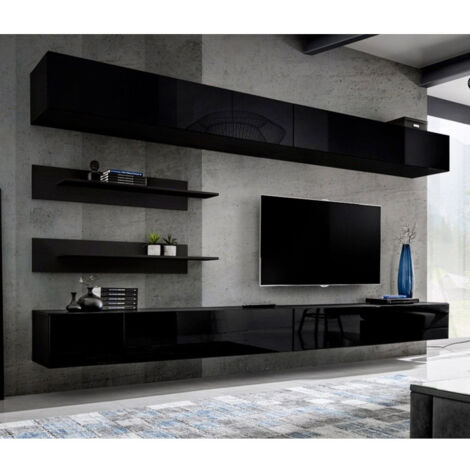 Ensemble Meuble TV Mural "Fly I1" 320cm Noir