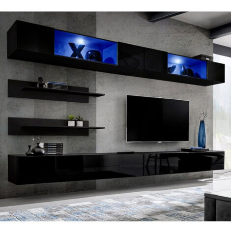 Ensemble Meuble TV Mural "Fly I3" 320cm Noir