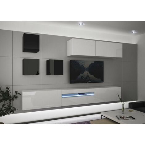 Ensemble meuble TV NEXT 277 AN277-17BW-HG28-1B blanc-noir brillant 273 cm