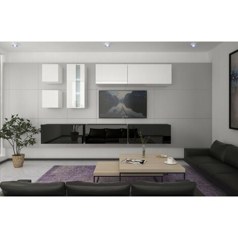 Ensemble meuble TV NEXT 280 AN280-17BW-HG23-1A noir-blanc brillant 260 cm
