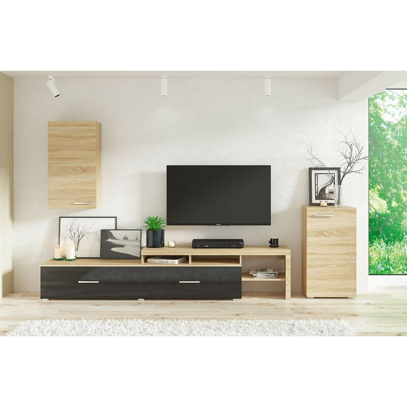 Ensemble meuble TV RUST - Noir