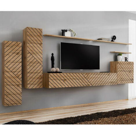 Ensemble Meuble TV "Switch Lamel I" 330cm Naturel