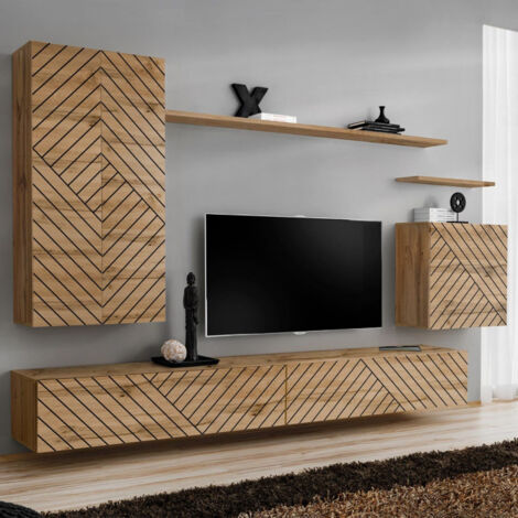 Ensemble Meuble TV "Switch Lamel II" 270cm Naturel