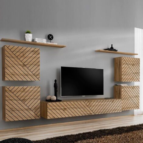 Ensemble Meuble TV "Switch Lamel IV" 320cm Naturel