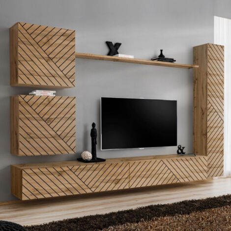 Ensemble Meuble TV "Switch Lamel VIII" 280cm Naturel