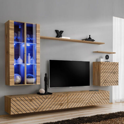 Ensemble Meuble TV "Switch Lamel XII" 270cm Naturel