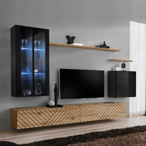 Ensemble Meuble TV "Switch Lamel XII" 270cm Naturel & Noir