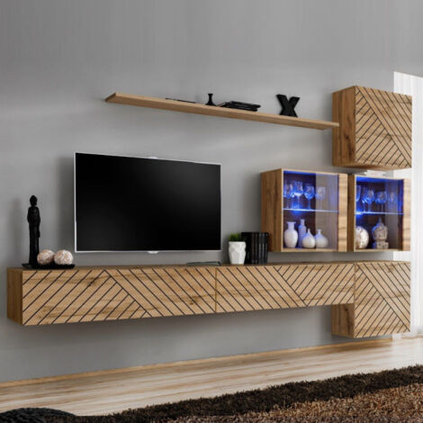 Ensemble Meuble TV "Switch Lamel XIX" 310cm Naturel
