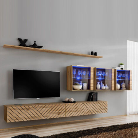 Ensemble Meuble TV "Switch Lamel XVII" 340cm Naturel