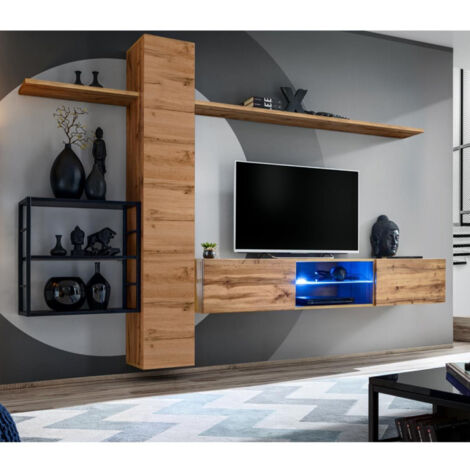 Ensemble Meuble TV "Switch V" 270cm Naturel & Noir