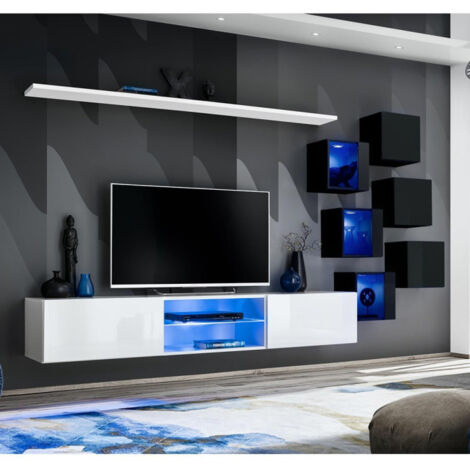 Ensemble Meuble TV "Switch XXI" 260cm Blanc & Noir