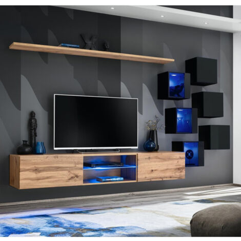 Ensemble Meuble TV "Switch XXI" 260cm Naturel & Noir