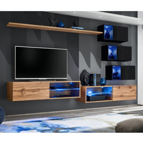 Ensemble Meuble TV "Switch XXIV" 250cm Naturel & Noir