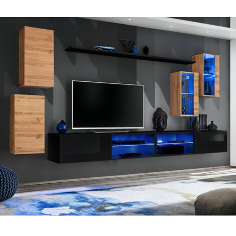 Ensemble Meuble TV "Switch XXV" 280cm Naturel & Noir