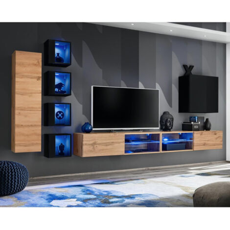Ensemble Meuble TV "Switch XXVI" 320cm Naturel & Noir