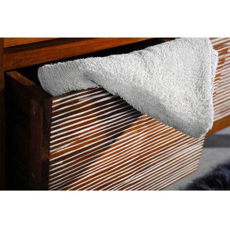 Ensemble meuble vasque salle de bain 85 cm en bois teck New Savanah avec miroir Taille - Meuble+miroir - sans vasque