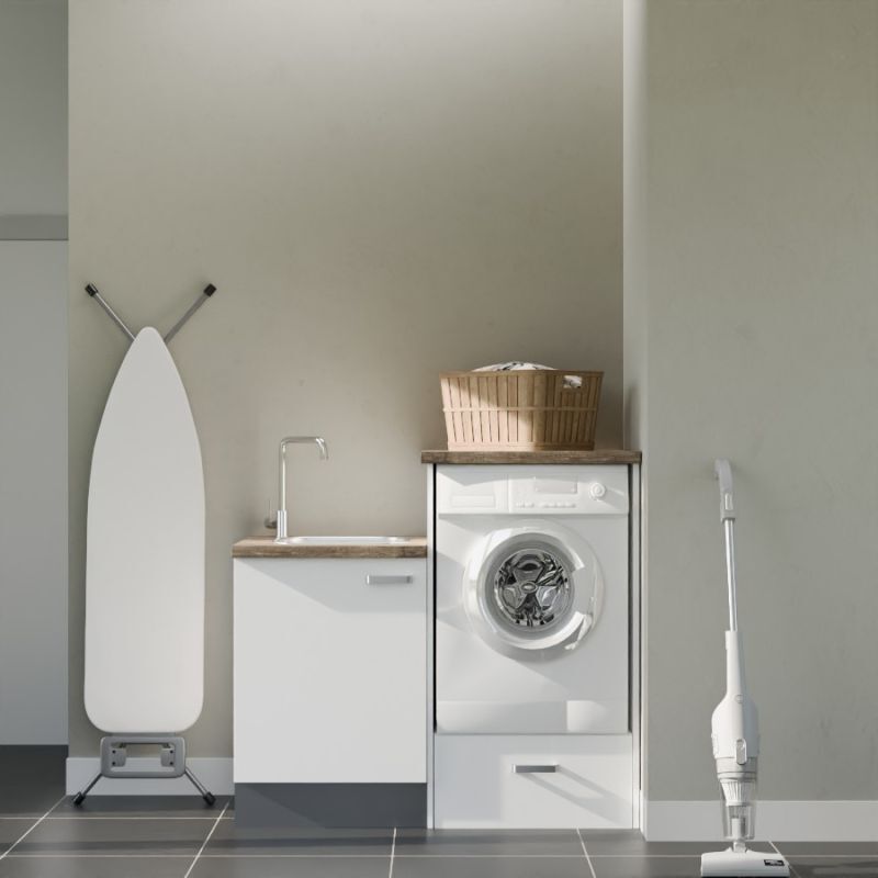 Ensemble meubles buanderie avec emplacement lave-linge surélevé - B05