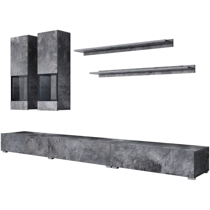 Ensemble meubles de salon design collection ramos. Coloris gris effet ardoise.