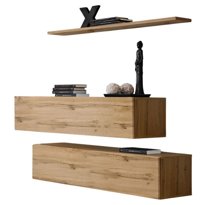 Meublorama - Ensemble meubles de salon switch sbii design, coloris chêne Wotan.