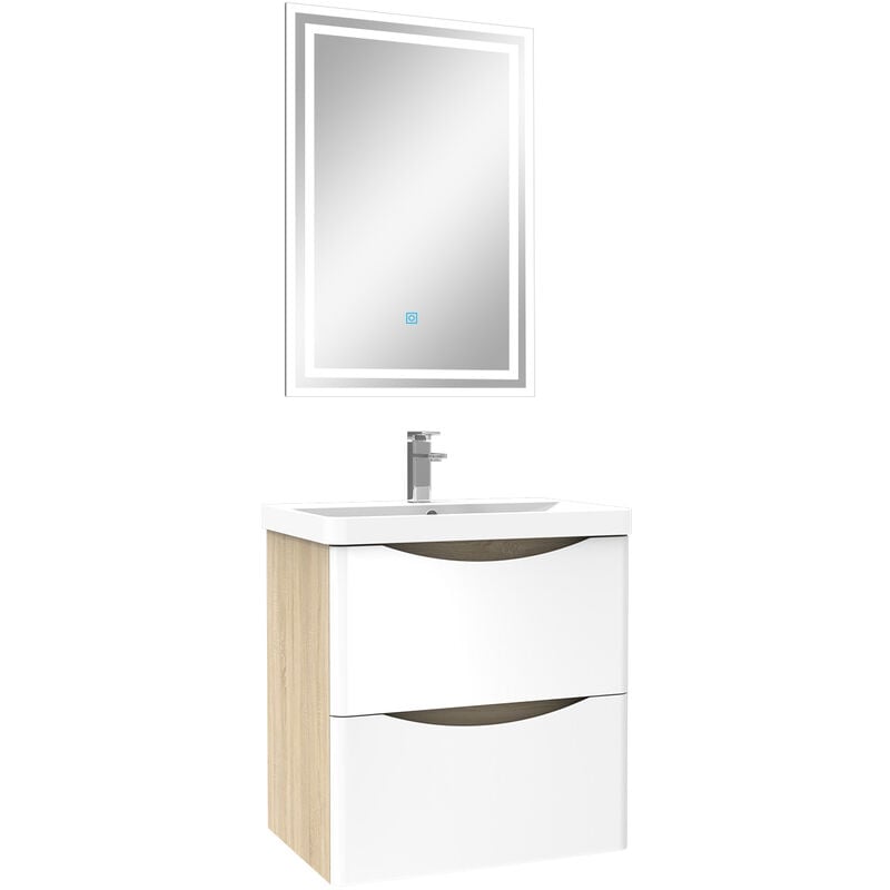 Acezanble - Ensemble meubles Salle de Bain 50cm simple vasque + miroir led