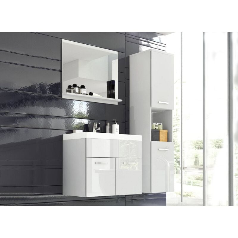 Deco In Paris - harmony - Ensemble meubles salle de bain design suspendu - Blanc laqué harmony