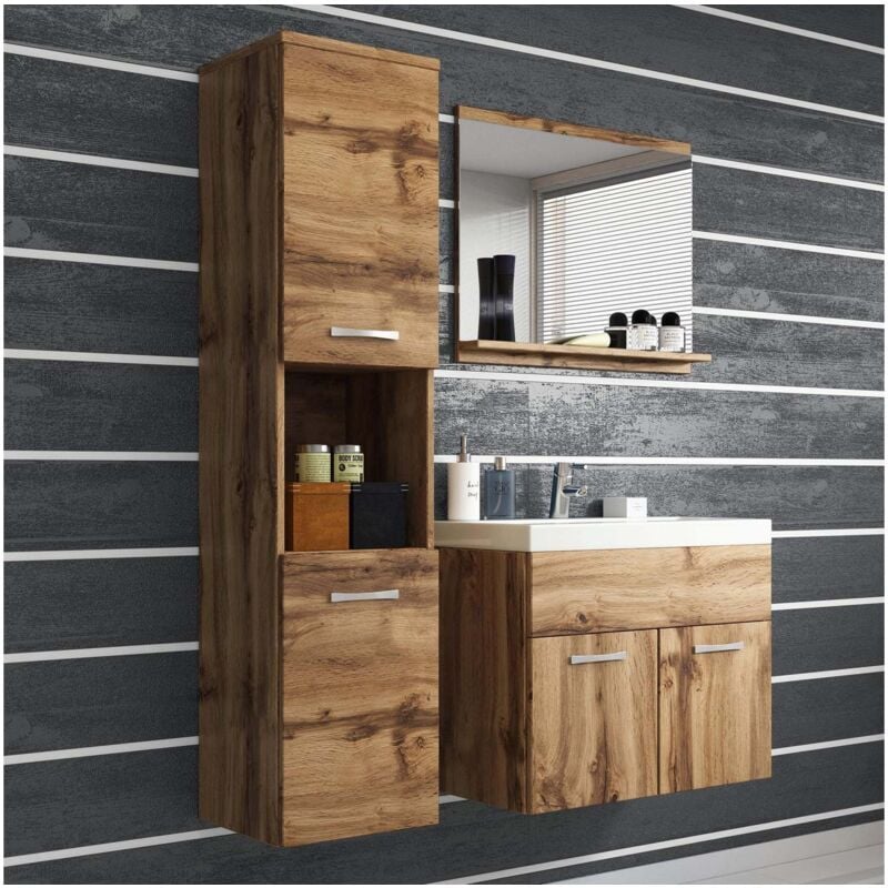 Deco In Paris - harmony - Ensemble meubles salle de bain suspendu - Bois effet vieilli harmony