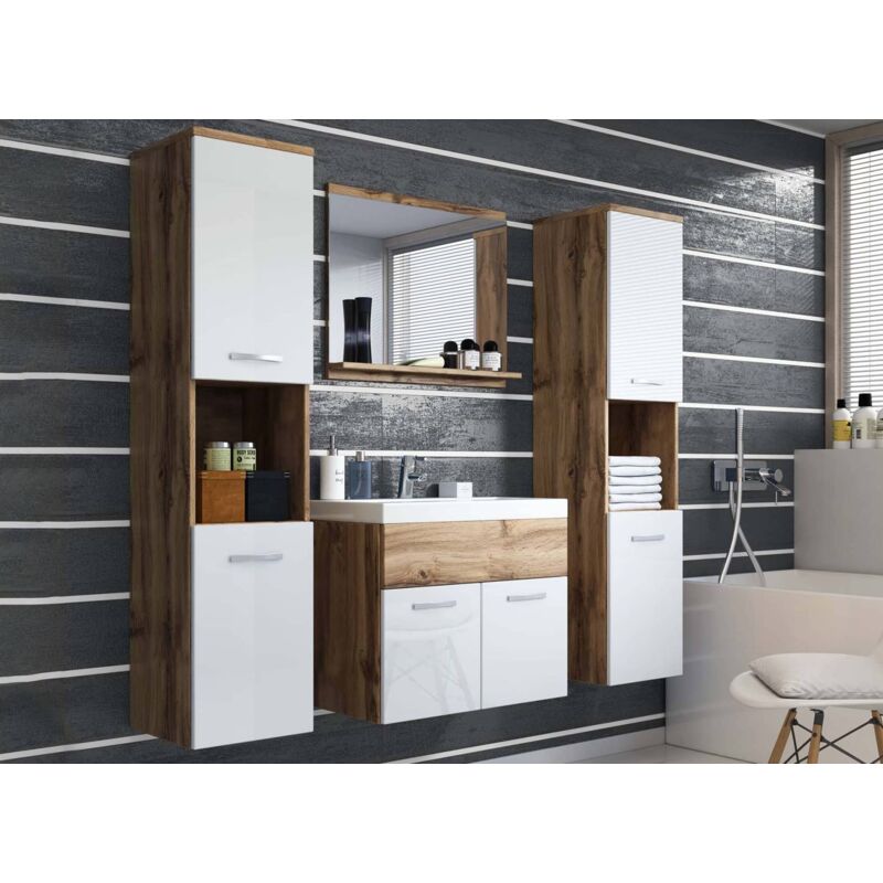 Deco In Paris - harmony - Ensemble meubles salle de bain suspendu xl - Bois et blanc harmony