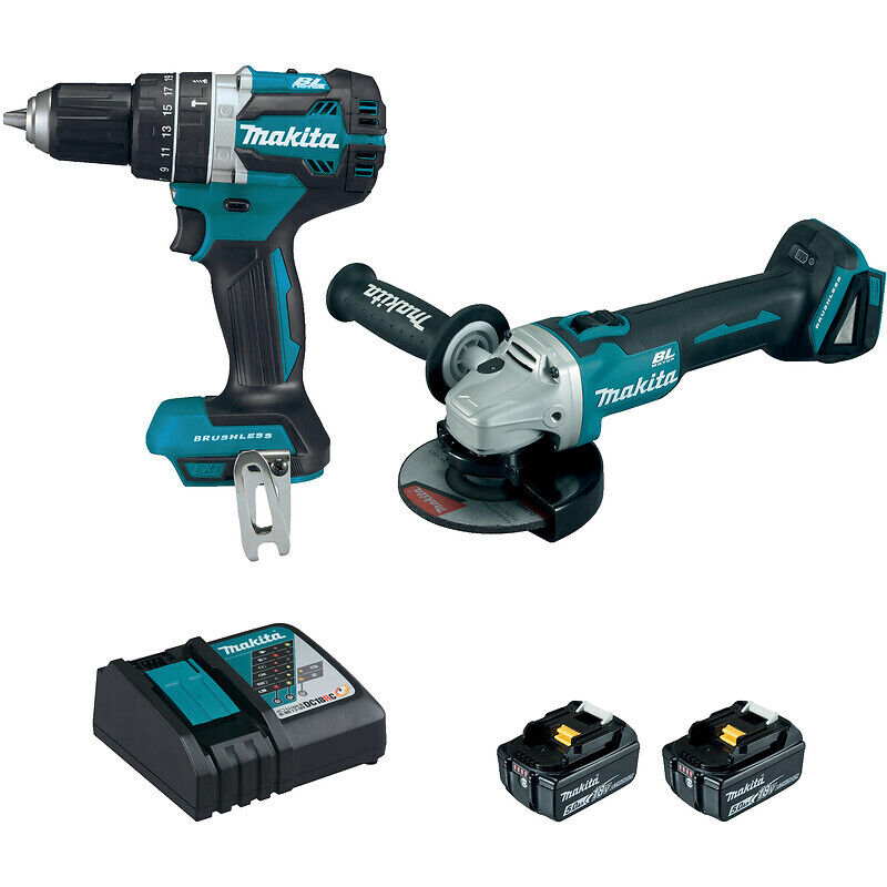 Ensemble meuleuse Ø125mm DGA506 et perceuse visseuse DHP484 -18V - 5Ah - MAKITA FRANCE SAS