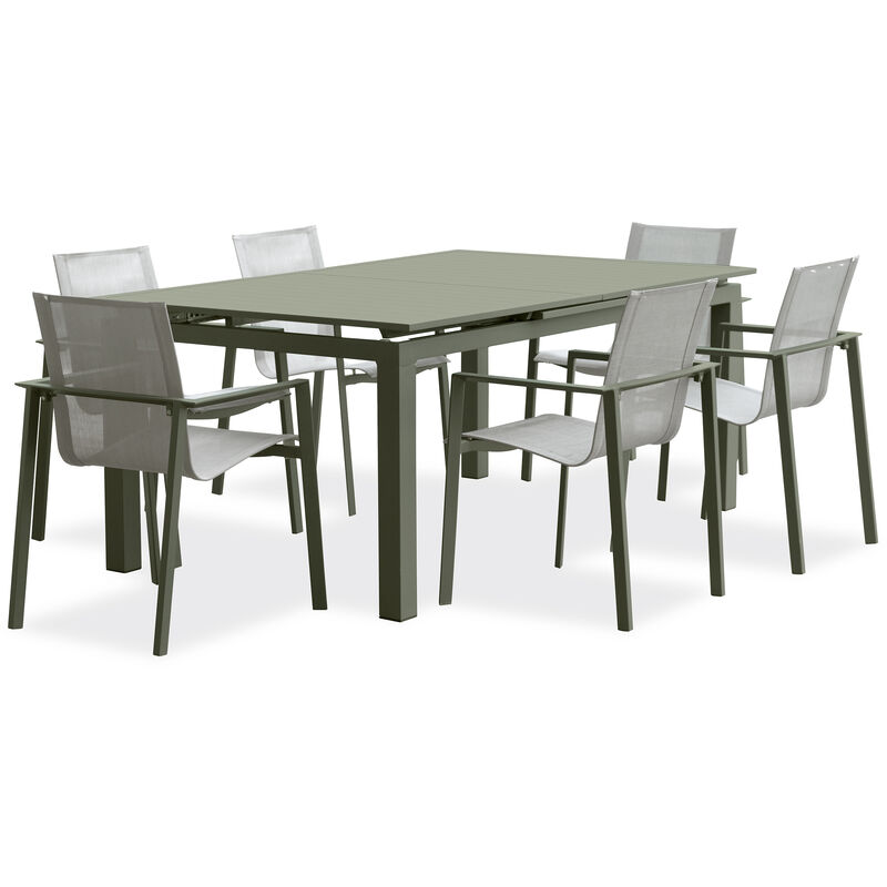 Dcb Garden - miami - Ensemble repas de jardin 6 places en aluminium kaki Kaki