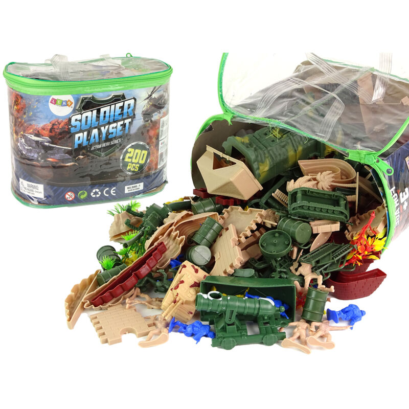 Ensemble militaire de figurines, armes, véhicules, 200 pièces