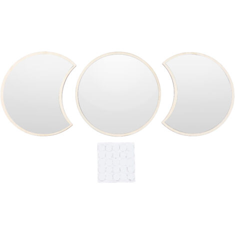 Ensemble Miroir Phases de Lune Décor Murale Adhésif Acrylique Bois Salon