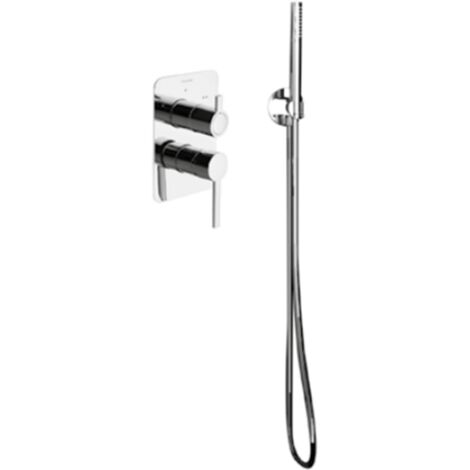 Ensemble mitigeur de douche encastré 2 voies DRAKO avec douche de tête, bras, support, flexible et douchette - Ramon Soler - K3315021