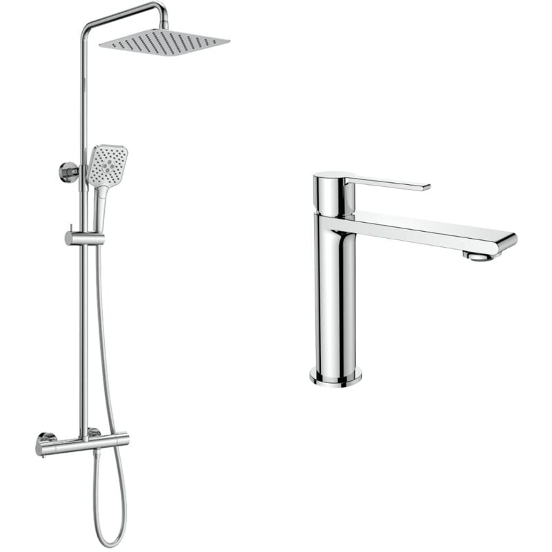 Ensemble mitigeur lavabo + Colonne de douche Couleur Chromé