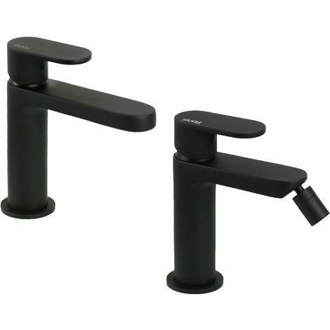 Ensemble mitigeur lavabo et bidet noir mat Ponsi Versilia KITVERSILIA1NO