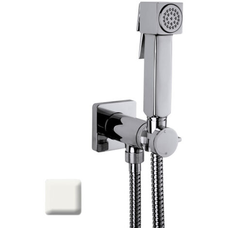 Ensemble mitigeur progressif avec flexible et douchette CUBE-BRASS blanc mat - BOSSINI E38003045