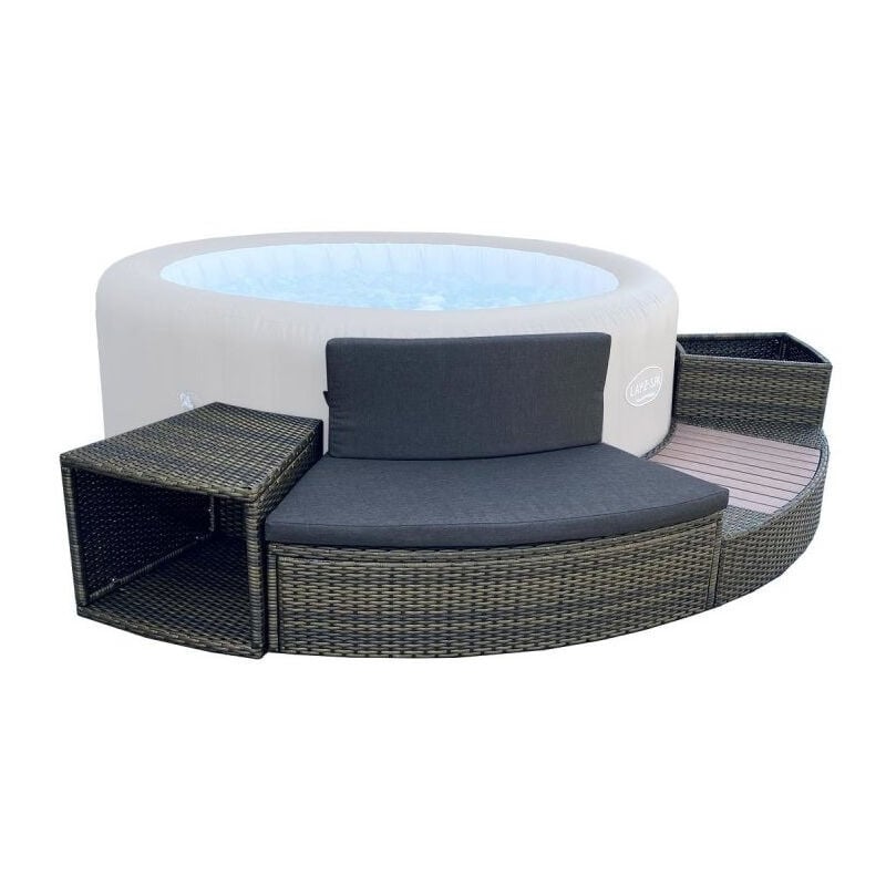 Bestway - destockage - Entourage rotin pour spa Lay-Z-Spa 180 cm - Gris Anthracite