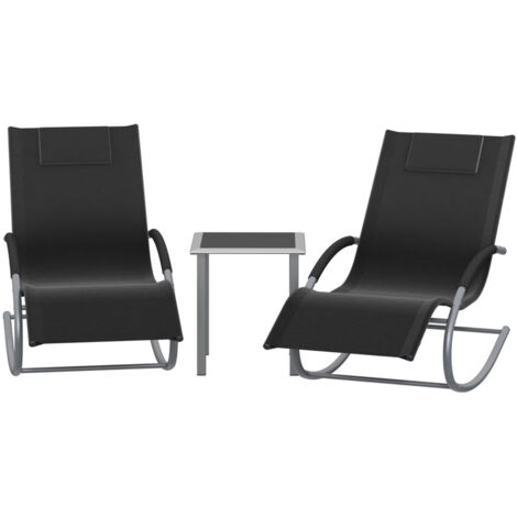 Ensemble Mobilier de Jardin 3 Pièces avec 2 Fauteuils Balançoires et Table – Set Lounge Extérieur Jardin Piscine