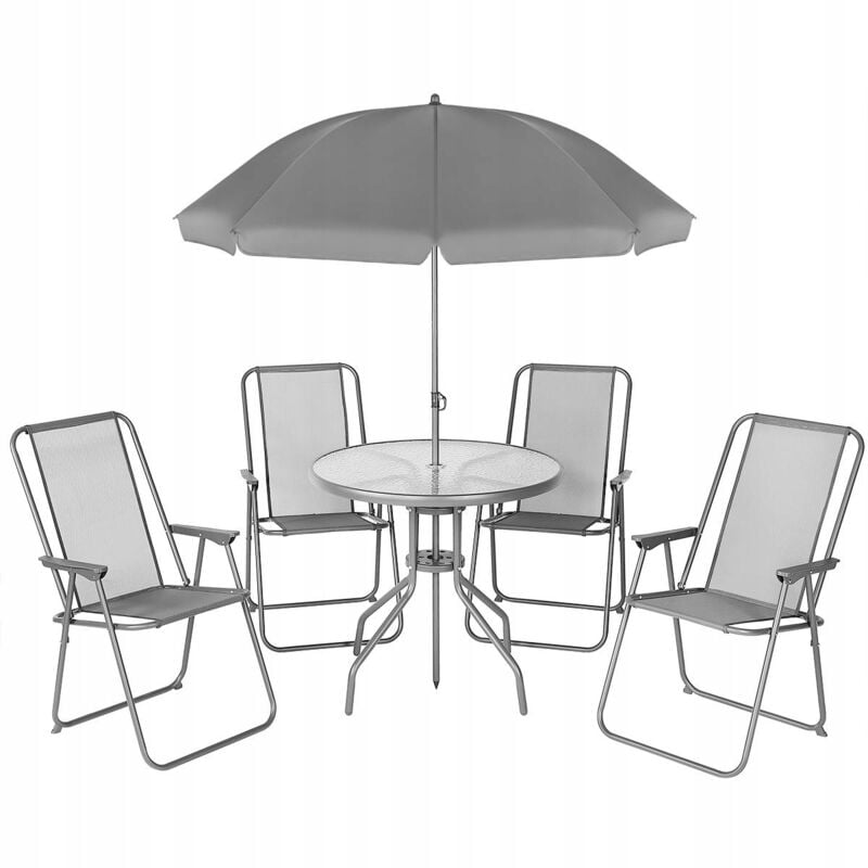 Ensemble De Mobilier De Jardin Pour Terrasse Pour Gazebo Table Parasol 4 Chaises Pliables
