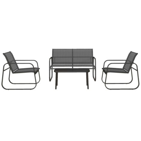 Ensemble mobilier de jardin quatre pièces canapé deux places deux chaises une table basse