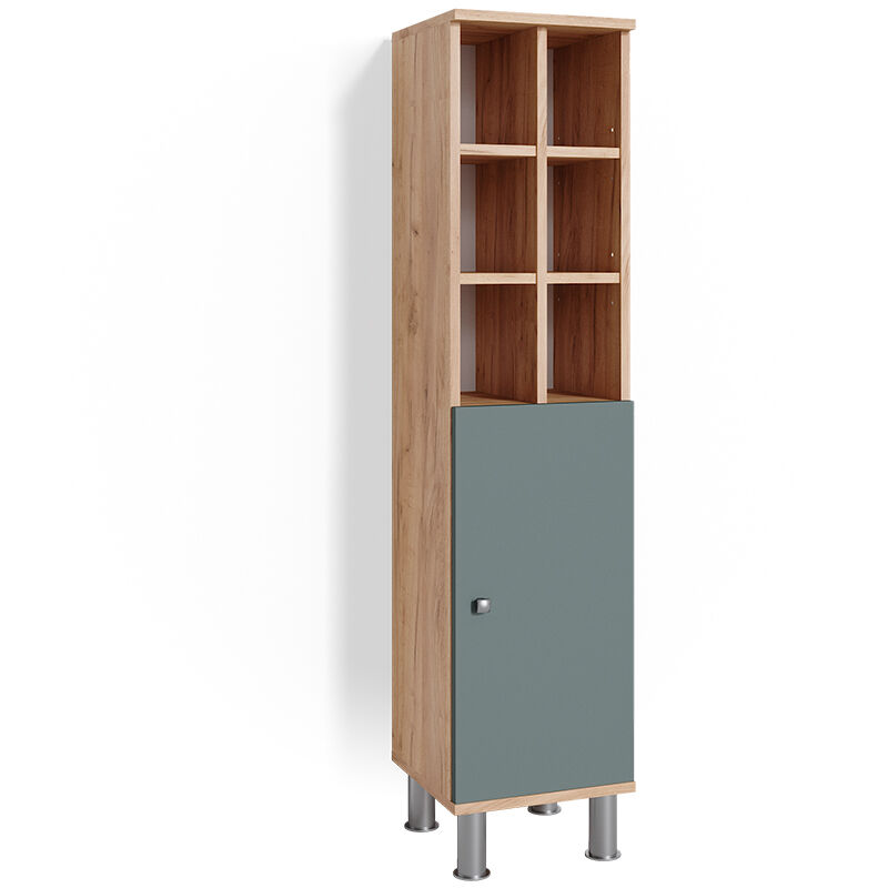 Vicco - Meuble de rangement de salle de bain Fynn, Vert, 30 x 130.6 cm grande porte
