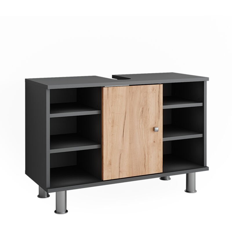 Vicco - Meuble sous lavabo Fynn, Anthracite/chêne doré, 80x54cm