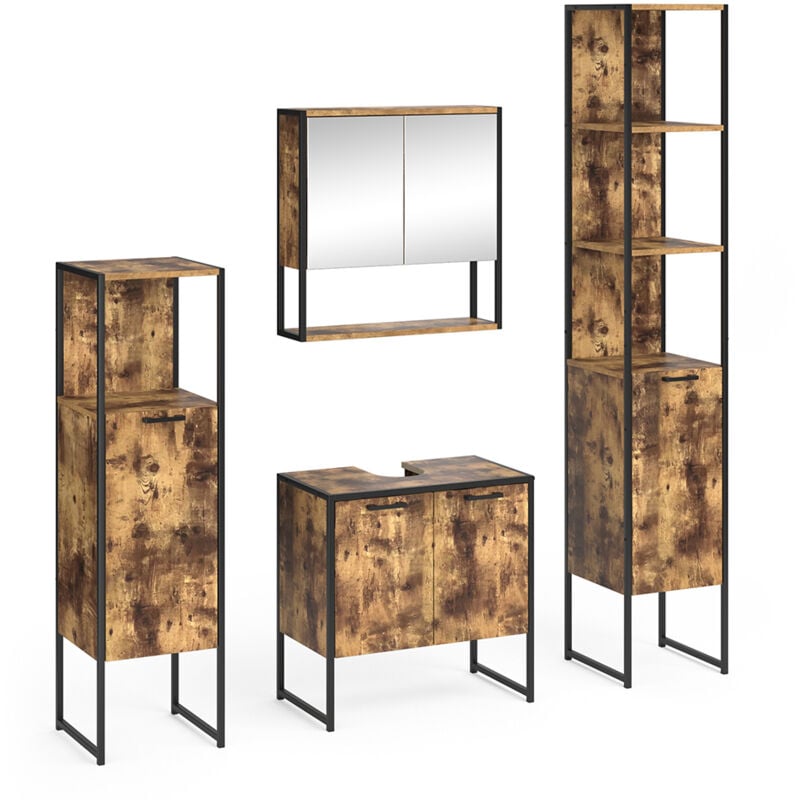 Vicco - Ensemble de meubles de salle de bain Fyrk, Bois antique, 4 parties